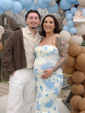 Flowers Sweetheart Neckline Cute Maternity Maxi Dress Maternity
