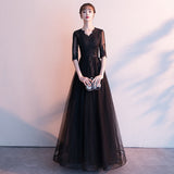 Temperament Evening Dress Woman 2025 New Spring Banquet Elegant Long Black Grandennial Dress Dress Dresser