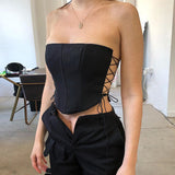 Women's Spring New Net Color Sleeveless Wrapped Chest Strapped Fish Bone Tops On Both Sides DJPT