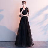 Temperament Evening Dress Woman 2025 New Spring Banquet Elegant Long Black Grandennial Dress Dress Dresser