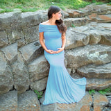 Women's Cotton Pregnant Women Anti-Necked Short-Sleeved Tail Dress Photo Dress 1147 Maternity