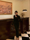 Sheath High Neckline Black Long Sleeves Prom Dresses Birthday Outfits SD407
