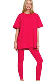 Cotton Round Neck Top & Legging Set DJPT