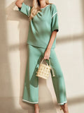 Trim T-Shirt and Drawstring Pants Set DJPT