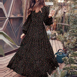 And Winter Explosion Chiffon Dress Female V-Neck Large Pendant High-End Explosive Temperament Leisure DJPT