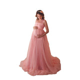 Women's Cotton Splicing Mesh Yarn Strap Pregnant Woman Drag Dress Photo Mop Floor Dress 1151 Maternity