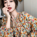 Floral Dress Women's Spring And Summer French Retro Skirt Lantern Sleeve Loose National Wind Seaside Beach Dress Fairy