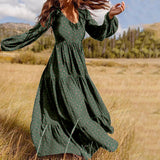 And Winter Explosion Chiffon Dress Female V-Neck Large Pendant High-End Explosive Temperament Leisure DJPT