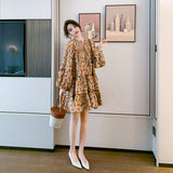 Floral Dress Women's Spring And Summer French Retro Skirt Lantern Sleeve Loose National Wind Seaside Beach Dress Fairy