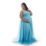 Women's Cotton Splicing Mesh Yarn Strap Pregnant Woman Drag Dress Photo Mop Floor Dress 1151 Maternity