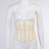 Mesh Boobs Short Gird Waist Vest 2025 Summer Women's Clothing Outside Body Repair Casual Top DJPT