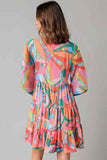 Long Sleeve Tie Neck Mini Dress DJPT