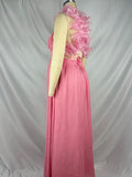 Pink Tulle Splicing Ruffle Pleated Tie Back V-Neck High Waist Cocktail Party Gowns Cute Baby Shower Maternity Maxi Dress Maternity