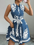 Sleeveless Tie Waist Mini Dress DJPT