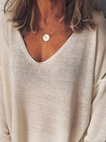 Size V-Neck Drop Shoulder Long Sleeve T-Shirt Plus Size DJPT