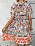 Tie Neck Short Sleeve Dress DJPT