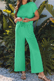 Knit Round Neck Top and Pants Casual Set DJPT