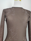 Sheath Scoop Long Sleeves Ombre Brown Party Dress Holiday Birthday Dresses For Women SD364
