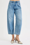 Full Size Mid Rise Fit Crop Wide Volume Leg Jeans Plus Size DJPT