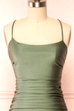 Sheath Olive Green Backless Long Prom Dresses Formal Graduation Party Dress Evening Dress SD1552