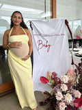 Mesh Patchwork Ruched Cut Out Halter Neck Backless Bodycon Elegant Maternity Baby Shower Party Maxi Dress Maternity