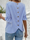 Round Neck Half Sleeve Casual Blouse DJPT