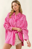 Raw Edge Detailed Mineral Washed Loose Fit Shirt DJPT