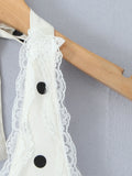 Dot Halter Mini Dress with Lace Trim DJPT