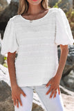 Lace Trim Bubble Sleeve Blouse DJPT