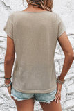 Button Graphic Round Neck Short Sleeve T-Shirt DJPT