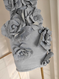 A line Strapless Sleeveless Denim Blue Party Dress Short Holiday Dresses SD341
