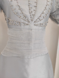 A Line Scoop Neckline Silver Gray Satin Dinner Party Dresses Birthday Outfits SD399