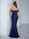 Mermaid Spaghetti Straps Black Slit Prom Dresses Long Party Dress SD2244 HZ0628
