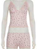 Lace Trim Cami and Shorts Lounge Set DJPT