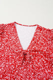 Floral Printed Half Sleeve Knotted V Neck Blouse DJPT