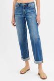 Full Size Mid Rise Boyfriend Roll Up Jeans Plus Size DJPT