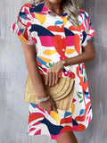 Button Down Short Sleeve Dress DJPT