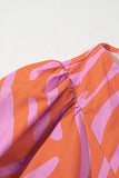 Stripe Print Ruched Cuff Half Sleeve V Neck Blouse DJPT