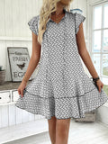 Size Ruffled Layered Printed Mini Dress Plus Size DJPT