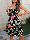 Size Printed V-Neck Cami Dress DJPT