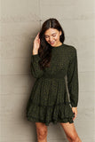 Leopard Smock Waist Long Sleeve Dress DJPT