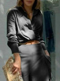 Size Long Sleeve Top and Pants Set Plus Size DJPT