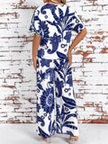 V-Neck Top and Wide Leg Pants Set DJPT