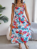 Floral Tie Shoulder Midi Dress DJPT