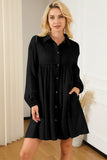Collared Neck Dropped Shoulder Mini Dress DJPT