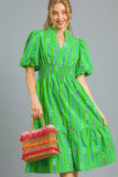 Printed Midi Dress with Ruffled Hem DJPT