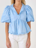 Sleeve Peplum Blouse DJPT