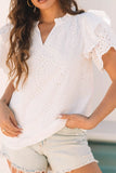 Notched Short Sleeve Blouse DJPT