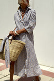 Button Up Three-Quarter Sleeve Dress DJPT