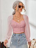 Sweetheart Neck Flounce Sleeve Top DJPT